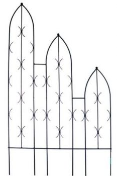 Triple Slope Gothic Screen - Decorative Garden Screen, Plant Support - Solid Steel - W91.4 x H180 cm - Black