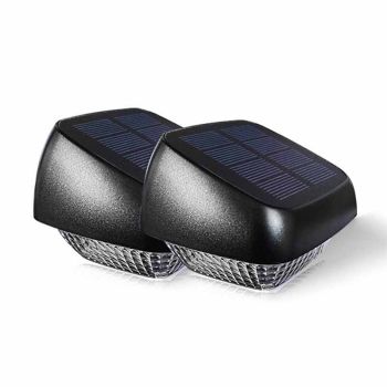 Outdoor Solar LED Fence or Wall Light - Thermo Plastic/Polycarbonate/Polysilicone/Epoxy - L7.9 x W8.1 x H6 cm - Black