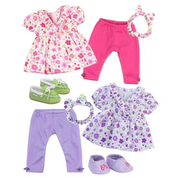 Sophia's 15" Doll Floral Top, Leggings & Headband Set - Purple/Hot Pink - 20 x 23 x 1 cm