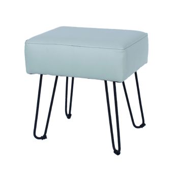 Soft Furnishings Rectangular Stool with Metal Legs - Fabric/Metal - 43 x 33.5 x 47 cm - Grey/Black