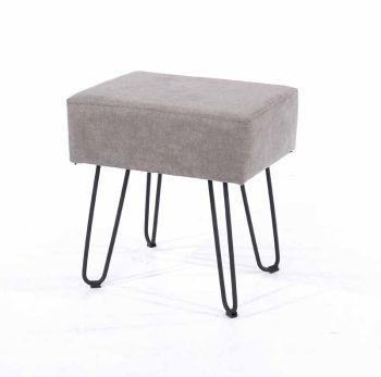 Soft Furnishings Rectangular Stool with Metal Legs - Fabric/Metal - 43 x 33.5 x 47 cm - Dark Grey/Black