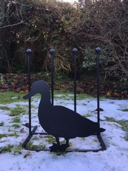 2 Pair Boot Rack - Duck - Hand Made By Traditional Forge Powder Coated Steel Wellie Boot Stand - Steel - L30.4 x W38 x H48.3 cm - Black