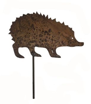 Hedgehog on Stake - Steel - W26.7 x H16.5 cm - Antique Black