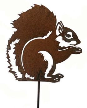 Squirrel on Stake - Steel - W20.3 x H20.3 cm - Antique Black