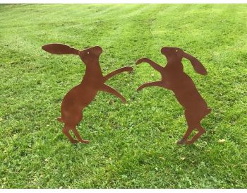 Fenland Hare's 2Pc. - Steel - W39 x H45.7 cm - Bare Metal/Ready to Rust