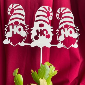 Ho Ho Ho Pot Pin Garden Art (Pack of 3) - H25 cm - White
