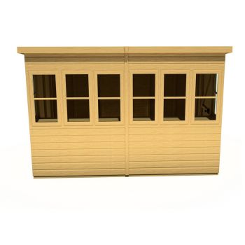 Sun Pent 10 x 6 Feet Single Door with Eight Windows Dip Treated Wooden Garden Potting Shed