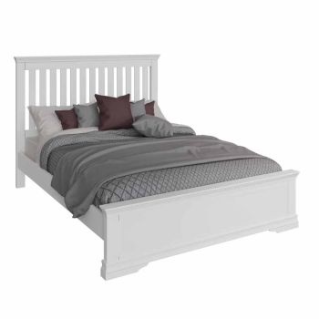 5' King Size Bed - Pine/MDF - L164 x W220 x H128 cm - Classic White