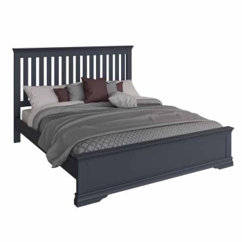 6' Super King Bed - Pine/MDF - L192 x W220 x H128 cm - Midnight Grey 