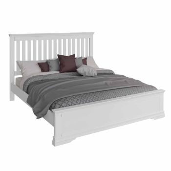 6' Super King Bed - Pine/MDF - L192 x W220 x H128 cm - Classic White