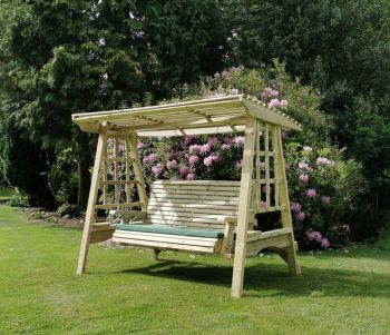 Antoinette Swing - Sits 3, Wooden Garden Swinging Chair Hammock - L125 x W230 x H185 cm - Minimal Assembly Required