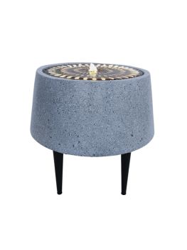 Solis Water Feature on Black Legs with Light Display - Metal - L46 x W46 x H47 cm - Terrazzo/Brass