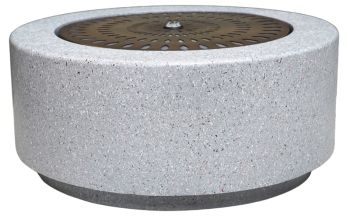 Solis Large Water Feature with Light Display - Metal - L70 x W70 x H30 cm - Terrazzo/Brass