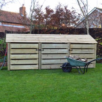 Empingham 4ft Log Store with Doors - L80 x W340 x H128 cm - Light Green