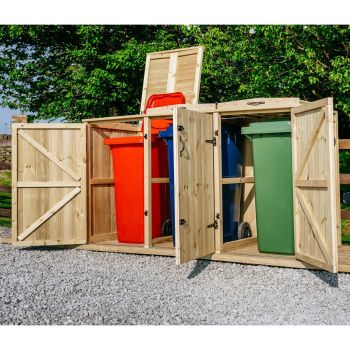 Chatburn Triple Wheelie Bin Store - Timber - L97 x W214.2 x H125 cm - Fits 3 x 360L Wheelie Bins