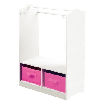 White Wooden Dress Up With Pink Storage Bins