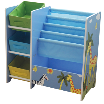 Safari Magazine Shelf With 3 Bins