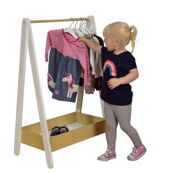 Kids White & Pine Hanging Dressing Rail