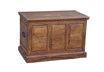 Ganga Panel Box Small - Sheesham Wood - L50 x W90 x H60 cm - Honey Dark Finish