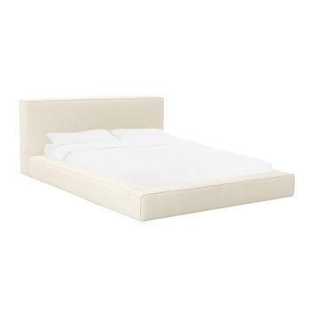 Olafur Linen Super King Bed - Fabric/Plywood - L248.9 x W240 x H94 cm - Cream