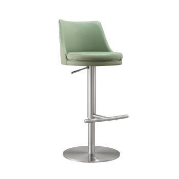 Reagan Adjustable Stool - MDF/Stainless Steel/Vegan Leather - L47.8 x W47 x H106.9 cm - Sea Foam Green/Silver