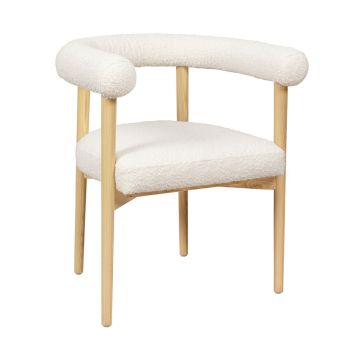 Spara Dining Chair - Boucle/Wood - L56.4 x W64.5 x H72.1 cm - Cream