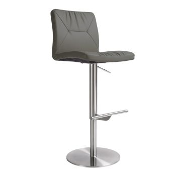 Paddy Adjustable Stool - MDF/Stainless Steel/Vegan Leather - L55.9 x W47 x H114.3 cm - Dark Grey/Silver