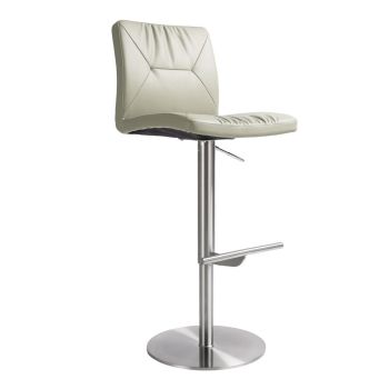 Paddy Adjustable Stool - MDF/Stainless Steel/Vegan Leather - L55.9 x W47 x H114.3 cm - Light Grey/Silver