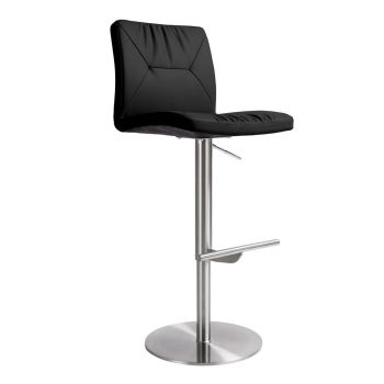 Paddy Adjustable Stool - MDF/Stainless Steel/Vegan Leather - L55.9 x W47 x H114.3 cm - Black/Silver