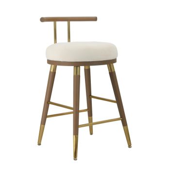 Juniper Counter Stool - Ash/Iron/Velvet - L46 x W43.9 x H80 cm - Cream