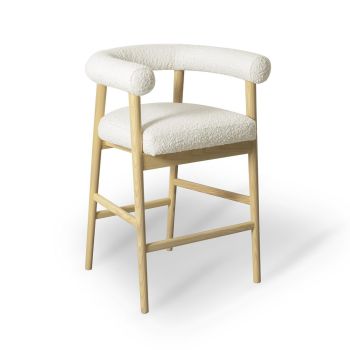 Spara Counter Stool - Boucle/Wood - L52.3 x W57.9 x H85.6 cm - Cream