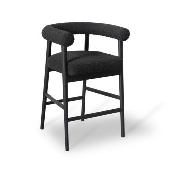 Spara Counter Stool - Boucle/Wood - L52.3 x W57.9 x H85.6 cm - Black