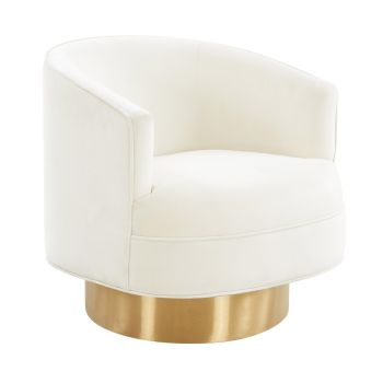 Stella Swivel Chair - Velvet - L75.4 x W75.4 x H73.9 cm - Cream