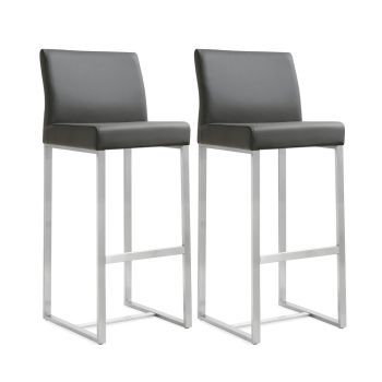 Denmark Barstool - Set of 2 - Stainless Steel - L47 x W40.6 x H104.9 cm - Grey