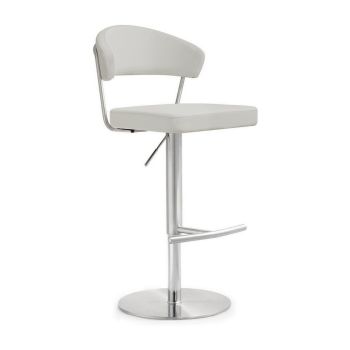Cosmo Barstool - Stainless Steel/Vegan Leather - L55.9 x W51.1 x H110 cm - Light Grey