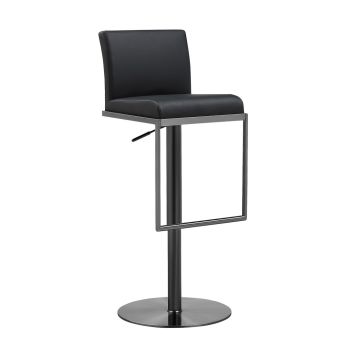 Amalfi Performance Stool - Stainless Steel/Vegan Leather - L44.5 x W38.1 x H101.9 cm - Black