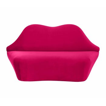 Lips Hot Settee - Pine/Velvet - L73.9 x W172 x H91.4 cm - Pink