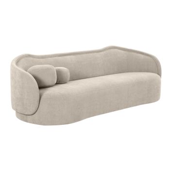 Circe Textured Sofa - Plywood/Velvet - L88.9 x W235 x H73.9 cm - Taupe