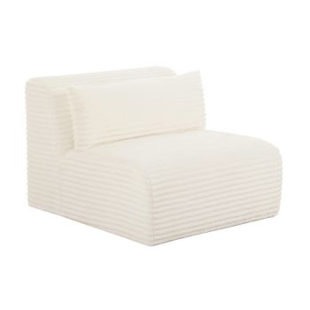 Tarra Fluffy Oversized Modular Armless Chair - Corduroy Fabric/Wood - L99.1 x W82.8 x H68.1 cm - Cream