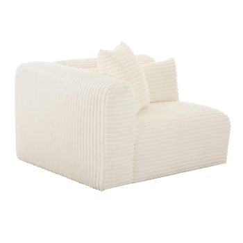 Tarra Fluffy Oversized Modular LAF Corner Chair - Corduroy Fabric/Wood - L99.1 x W109.2 x H68.1 cm - Cream