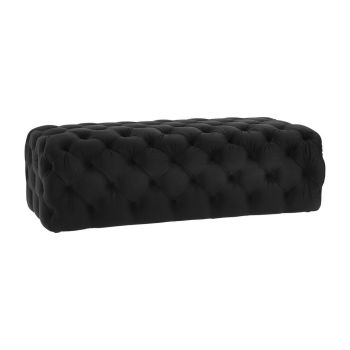 Kaylee Ottoman - Velvet/Wood - L54.1 x W125 x H39.4 cm - Black