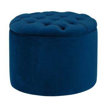 Queen Storage Ottoman - Velvet - L53.3 x W53.3 x H40.6 cm - Navy