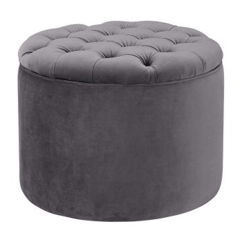Queen Storage Ottoman - Velvet - L53.3 x W53.3 x H40.6 cm - Grey