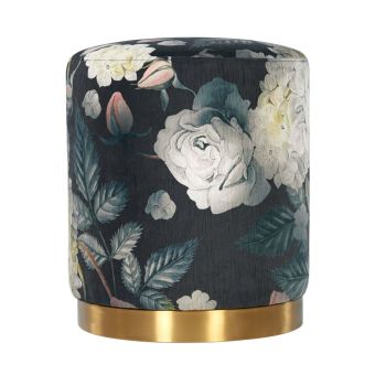 Opal Ottoman - Velvet - L40.6 x W40.6 x H45.7 cm - Floral/Gold