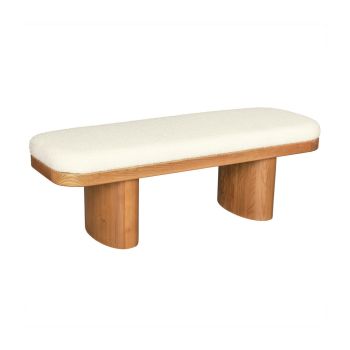 Ollie Bench - Ash Wood/Boucle Polyester - L41.9 x W121.9 x H40.6 cm - Brown/White