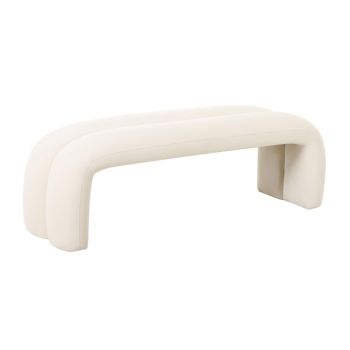 Leigh Channeled Bench - Velvet/Wood - L43.2 x W142.2 x H47.5 cm - Cream