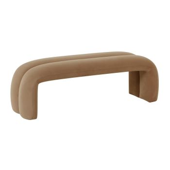 Leigh Channeled Bench - Velvet/Wood - L43.2 x W142.2 x H47.5 cm - Taupe
