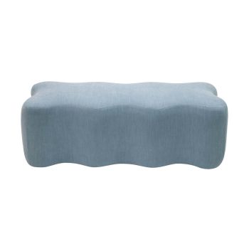 Archie Upholstered Bench in Faded Linen - Plywood/Recycled Fabric - L53.8 x W123.2 x H45 cm - Blue