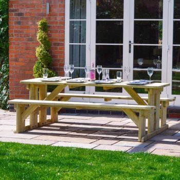 Tinwell 6ft Picnic Bench - L183 x W150 x H72 cm - Light Green