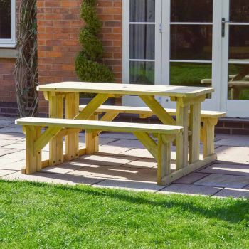 Tinwell 4ft Rounded Picnic Bench - L122 x W150 x H72 cm - Light Green